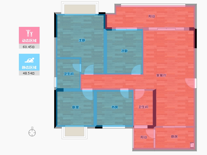 重庆-重庆市-光华安纳溪湖31,39,17,29,30,32套内101m²-97.65-户型库-动静分区