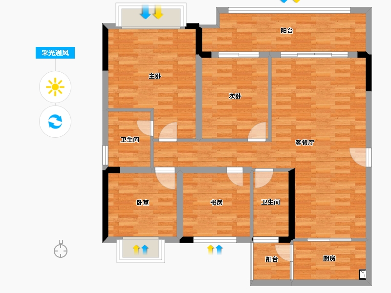 重庆-重庆市-光华安纳溪湖31,39,17,29,30,32套内101m²-97.65-户型库-采光通风