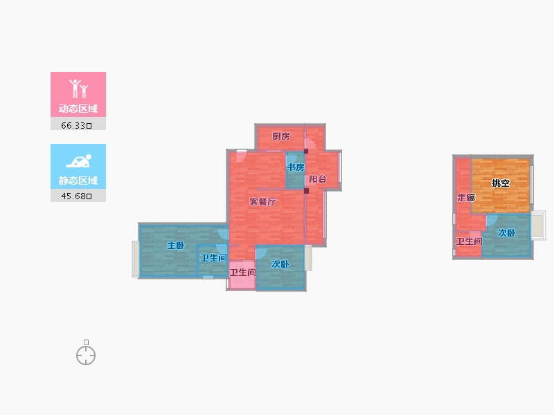 重庆-重庆市-康田澜山樾套内103m²-116.08-户型库-动静分区