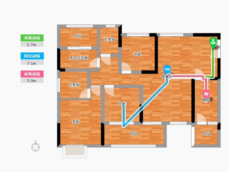 重庆-重庆市-中建瑜和城三期小高层6号楼套内103m2-100.97-户型库-动静线