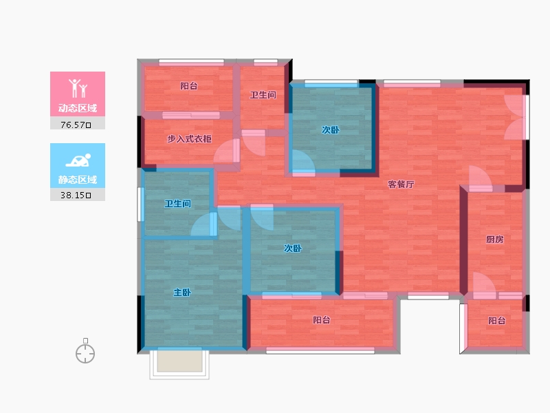 重庆-重庆市-中建瑜和城三期小高层6号楼套内103m2-100.97-户型库-动静分区