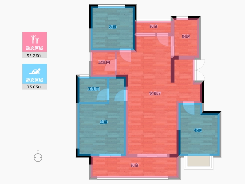 重庆-重庆市-中梁和苑套内0m2-78.60-户型库-动静分区