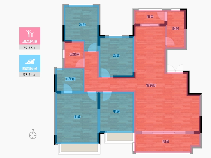 重庆-重庆市-华润琨瑜府25,9,30,31,26号楼，141m²-118.89-户型库-动静分区