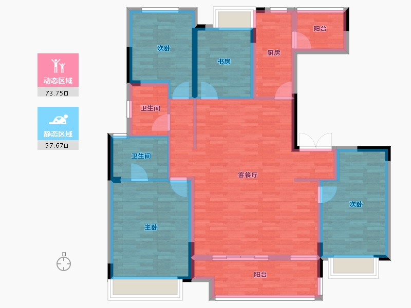 重庆-重庆市-华润琨瑜府122m²-118.06-户型库-动静分区