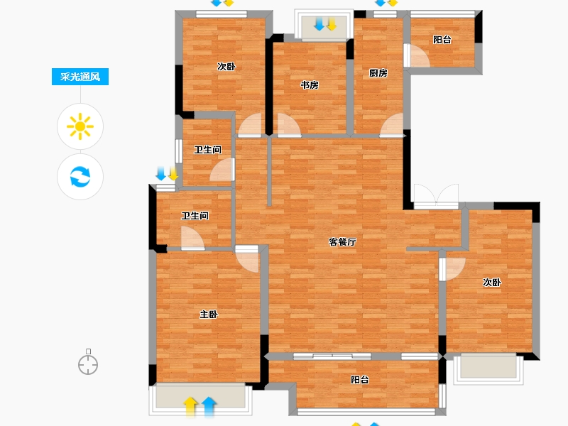 重庆-重庆市-华润琨瑜府122m²-118.06-户型库-采光通风