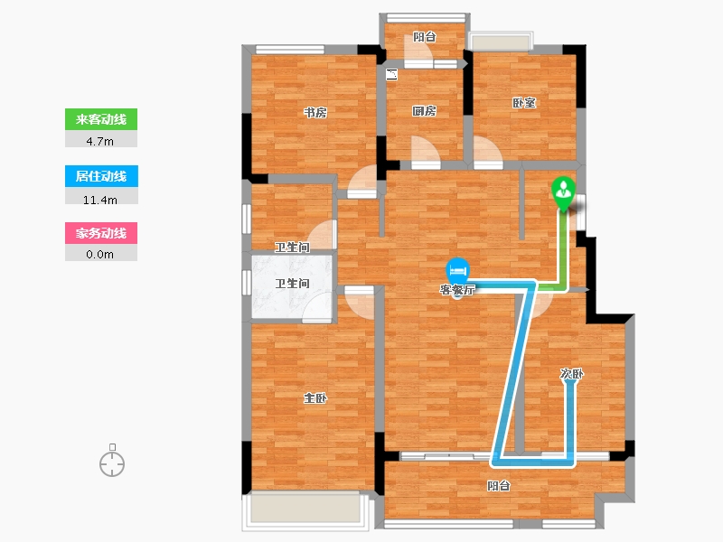 重庆-重庆市-远洋合能枫丹江屿洋房5，16号楼建面128.94㎡-107.37-户型库-动静线