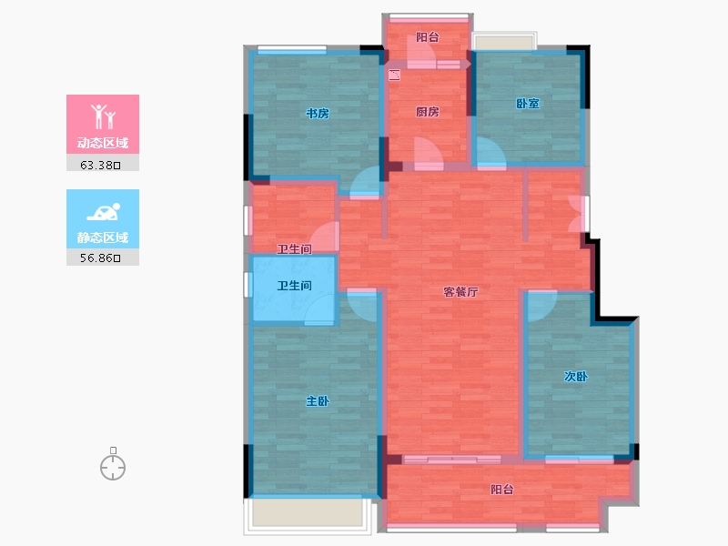 重庆-重庆市-远洋合能枫丹江屿洋房5，16号楼建面128.94㎡-107.37-户型库-动静分区