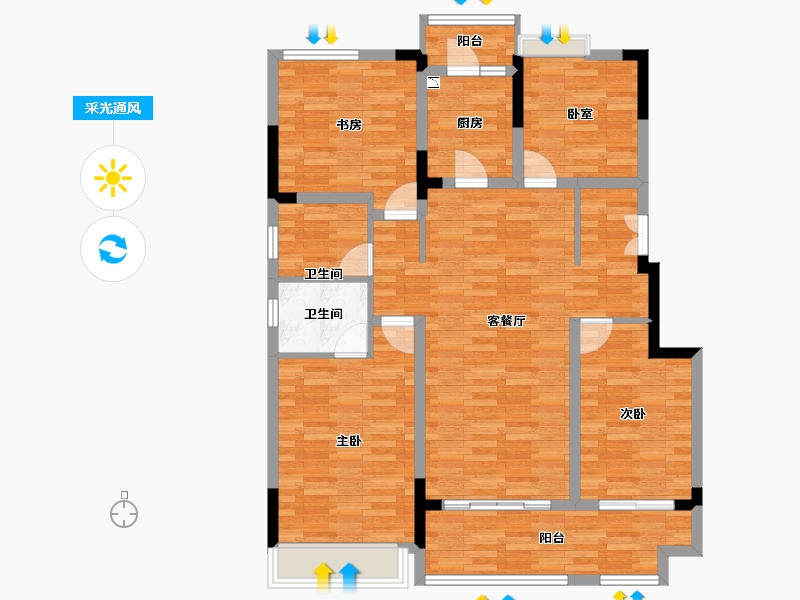 重庆-重庆市-远洋合能枫丹江屿洋房5，16号楼建面128.94㎡-107.37-户型库-采光通风