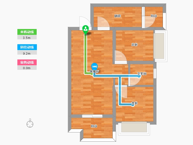 重庆-重庆市-中建瑜和城二期高层20号楼套内61m2-55.95-户型库-动静线