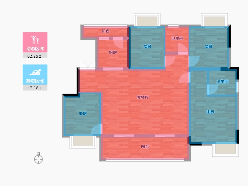 重庆-重庆市-中梁和苑Y3套内0m2-97.68-户型库-动静分区