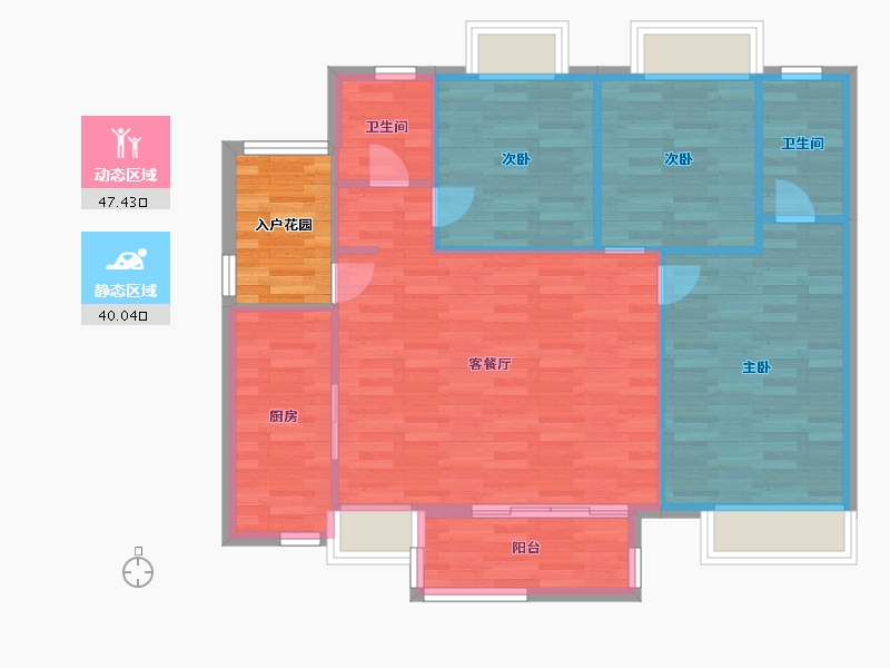 广东省-广州市-时代香海彼岸105m²-84.00-户型库-动静分区