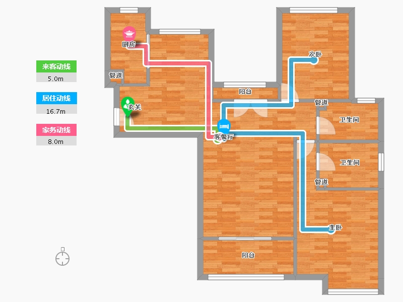 北京-北京市-都丽华府3号楼,5号楼131m²-90.57-户型库-动静线