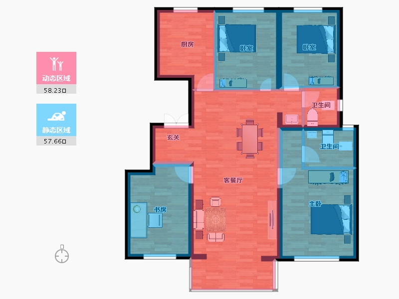 北京-北京市-葛洲坝北京紫郡兰园7,8,11号楼139m²-104.37-户型库-动静分区