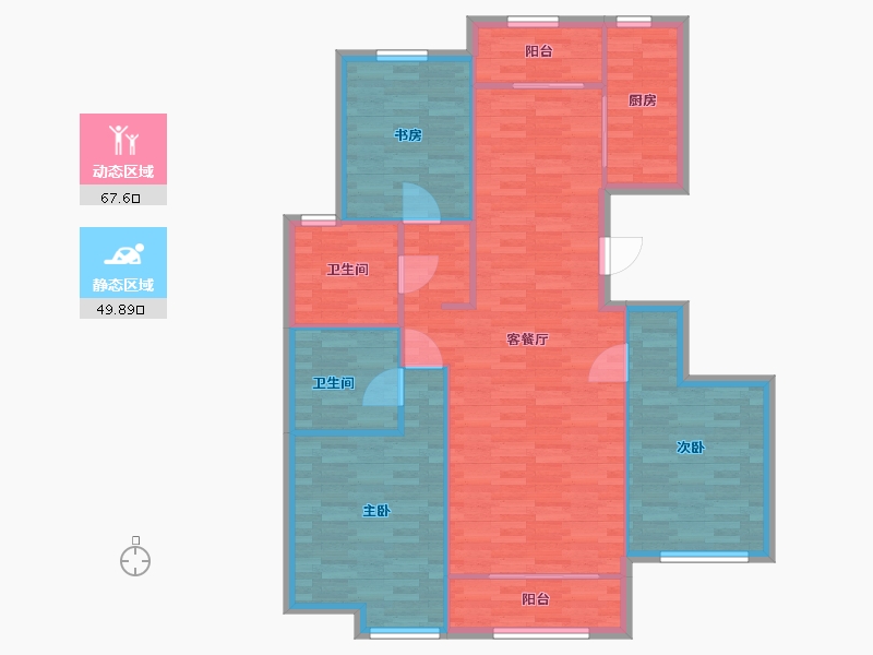 北京-北京市-珠光御景西园2,3,5号楼136M2-107.55-户型库-动静分区