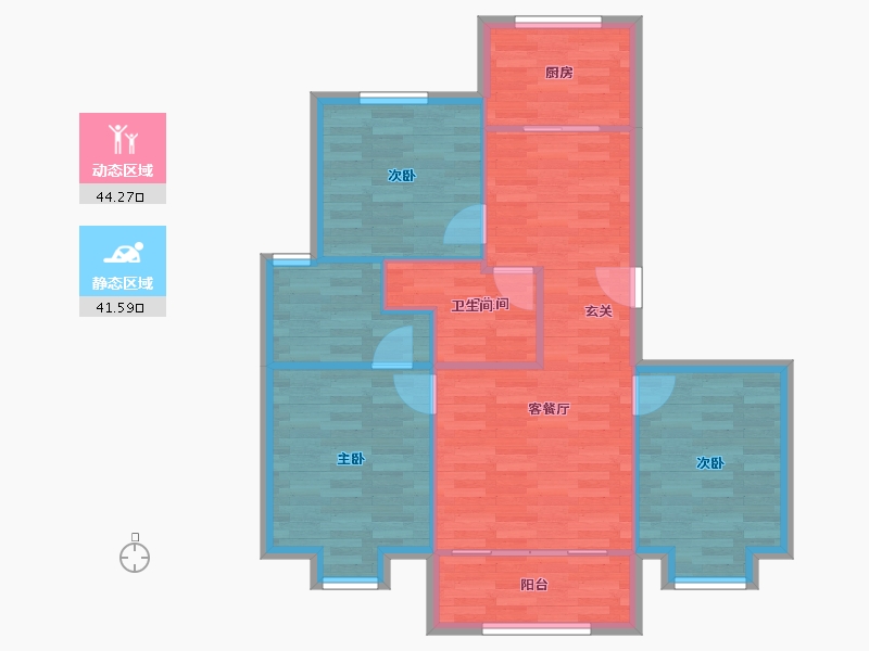 北京-北京市-京投发展璟悦府C2-02户型110m²-77.43-户型库-动静分区