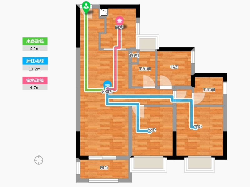 广东省-广州市-中海熙园88m²-70.28-户型库-动静线