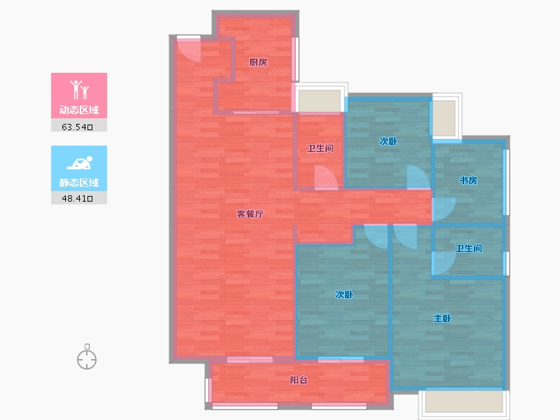 广东省-广州市-中海熙园125m²-100.91-户型库-动静分区