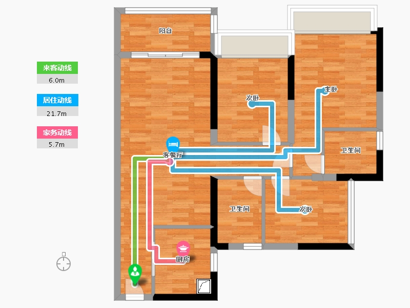 广东省-广州市-越秀滨海新城36栋93m²-74.39-户型库-动静线