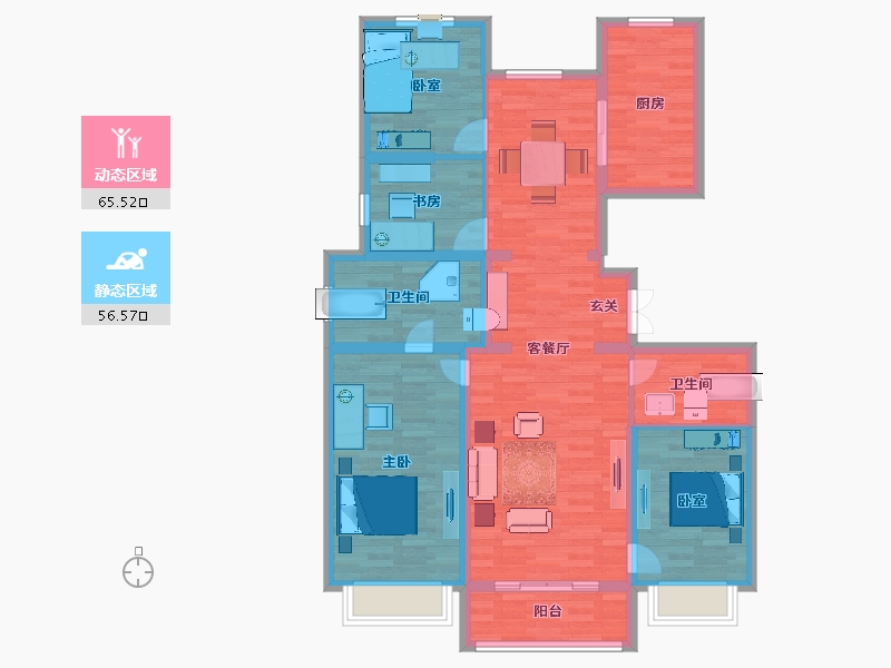 北京-北京市-西山锦绣府建面155m²-109.24-户型库-动静分区