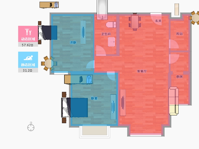 北京-北京市-运河铭著6号楼建面100m²-80.00-户型库-动静分区