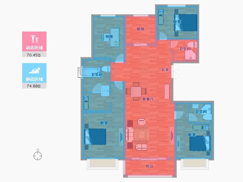 北京-北京市-西山锦绣府建面180m²-130.85-户型库-动静分区