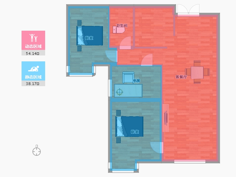 北京-北京市-未来公元30-5号楼A户型104m²-83.79-户型库-动静分区