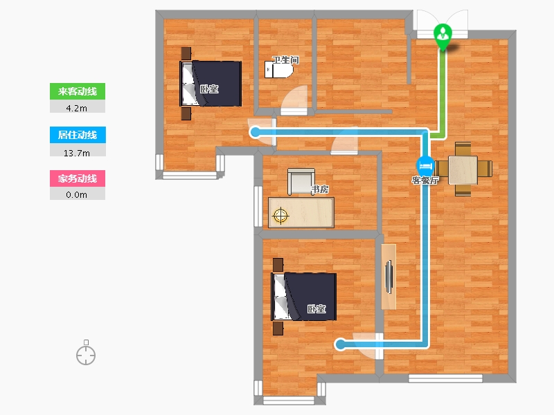 北京-北京市-未来公元30-5号楼A户型104m²-83.79-户型库-动静线