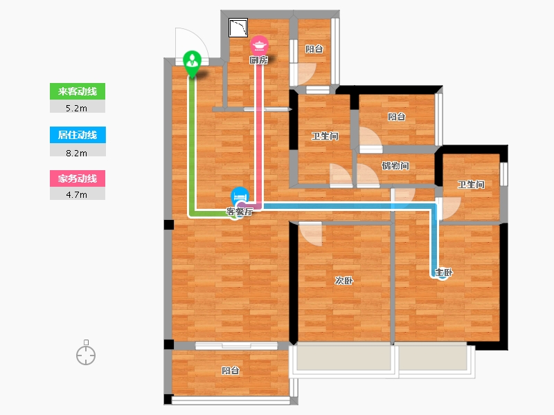 广东省-广州市-品秀星瀚95m2-76.00-户型库-动静线