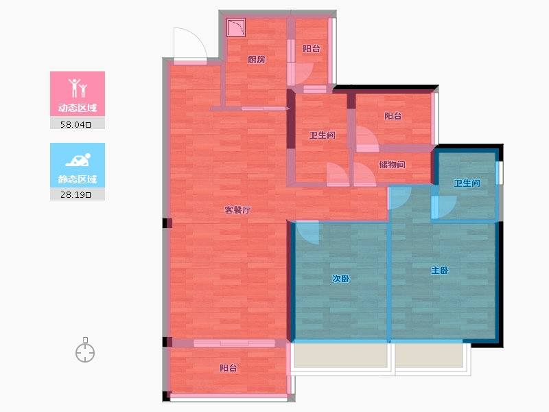 广东省-广州市-品秀星瀚95m2-76.00-户型库-动静分区