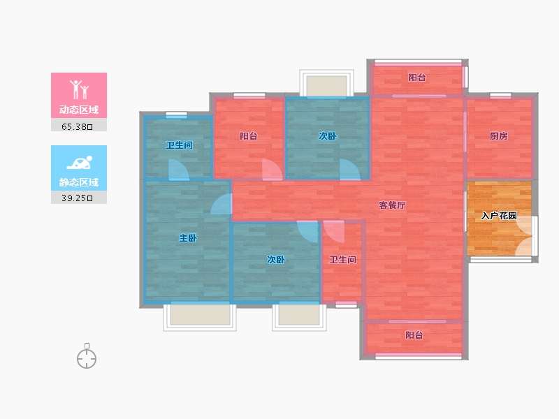 广东省-广州市-广州星河丹堤G3-2栋128m²-102.40-户型库-动静分区