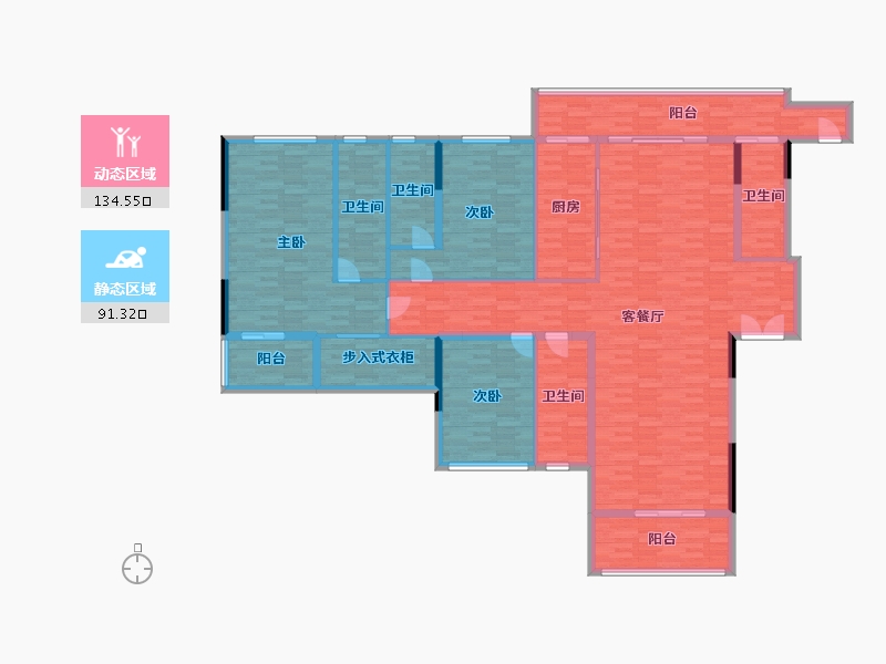 广东省-广州市-尚轩1033栋265m2-207.32-户型库-动静分区