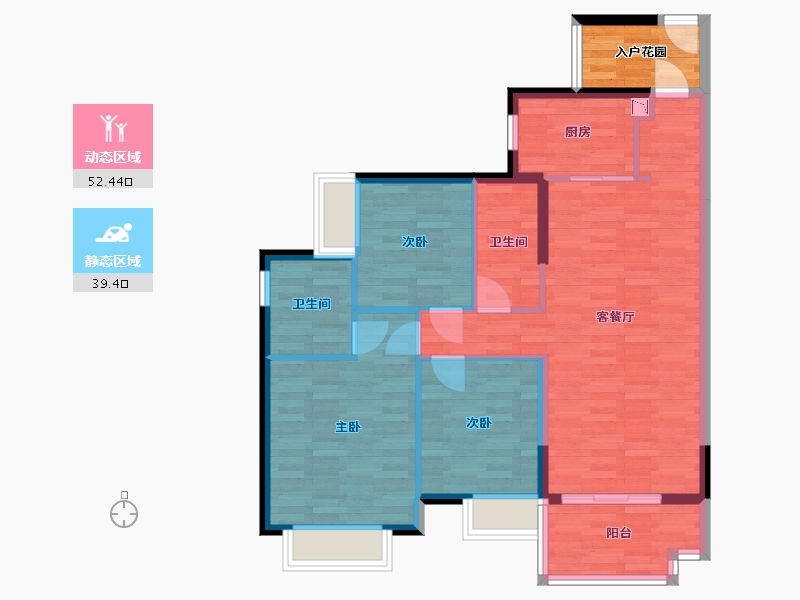 广东省-广州市-时代柏林113m2-86.87-户型库-动静分区