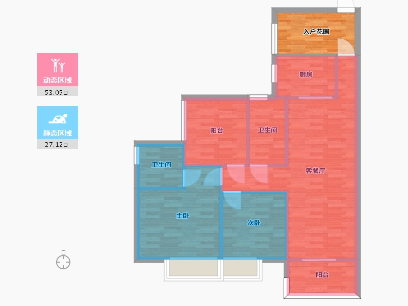 广东省-广州市-珠江铂世湾99m2-79.30-户型库-动静分区