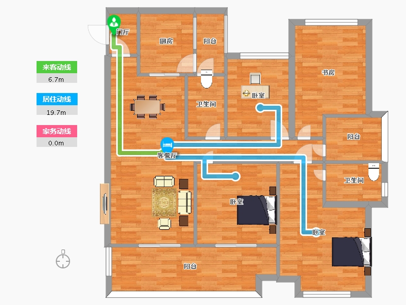 广东省-广州市-嘉御豪庭13栋130m²-104.00-户型库-动静线