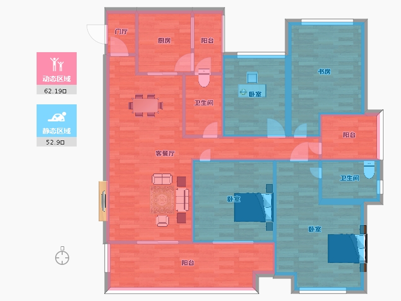 广东省-广州市-嘉御豪庭13栋130m²-104.00-户型库-动静分区