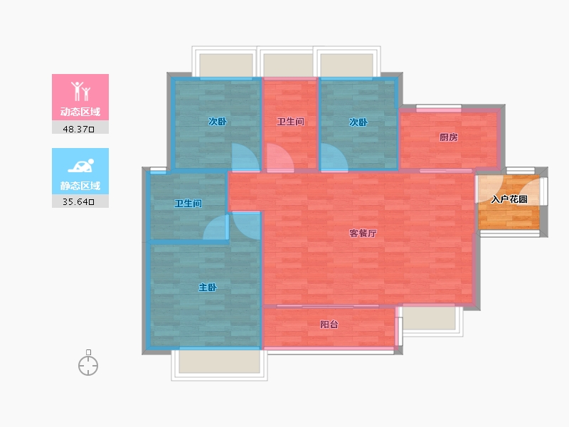 广东省-广州市-南沙保利城100m²-80.00-户型库-动静分区