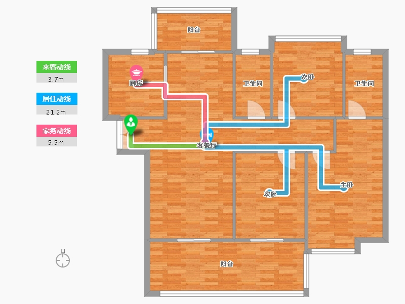 广东省-广州市-南沙湾御苑135m²-108.00-户型库-动静线