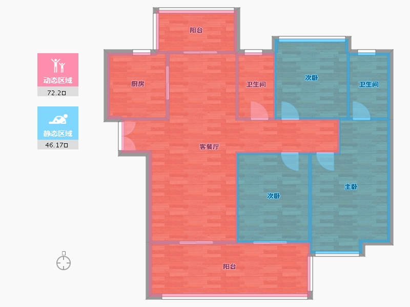 广东省-广州市-南沙湾御苑135m²-108.00-户型库-动静分区