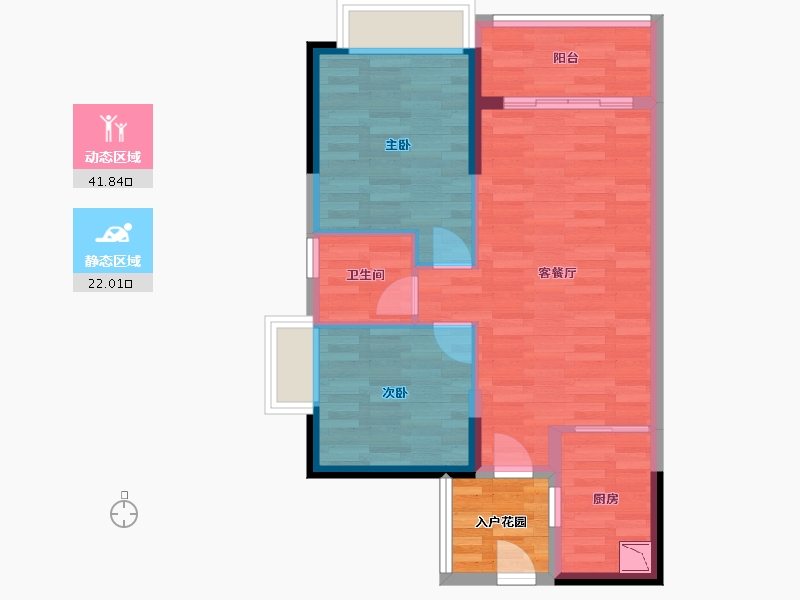 广东省-广州市-南沙保利城75m²-60.01-户型库-动静分区