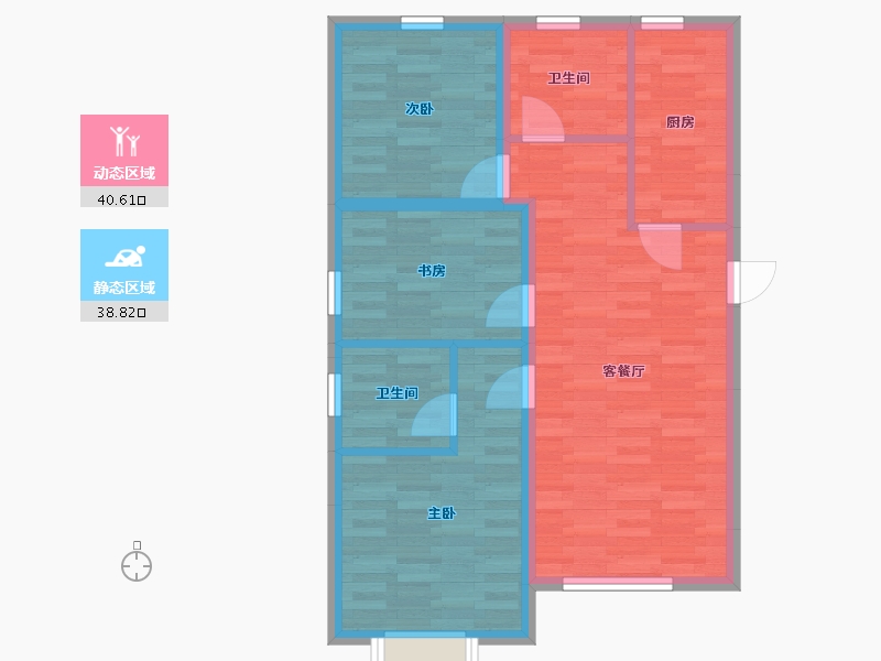 北京-北京市-禧悦学府14B户型89m²-71.06-户型库-动静分区