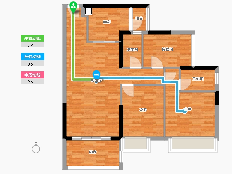 广东省-广州市-南沙湾御苑23栋97m²-78.26-户型库-动静线