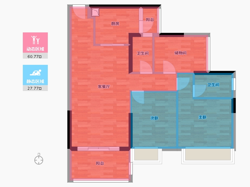 广东省-广州市-南沙湾御苑23栋97m²-78.26-户型库-动静分区