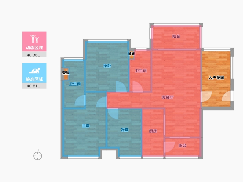 广东省-广州市-南沙湾御苑21栋,22栋113m²-90.39-户型库-动静分区