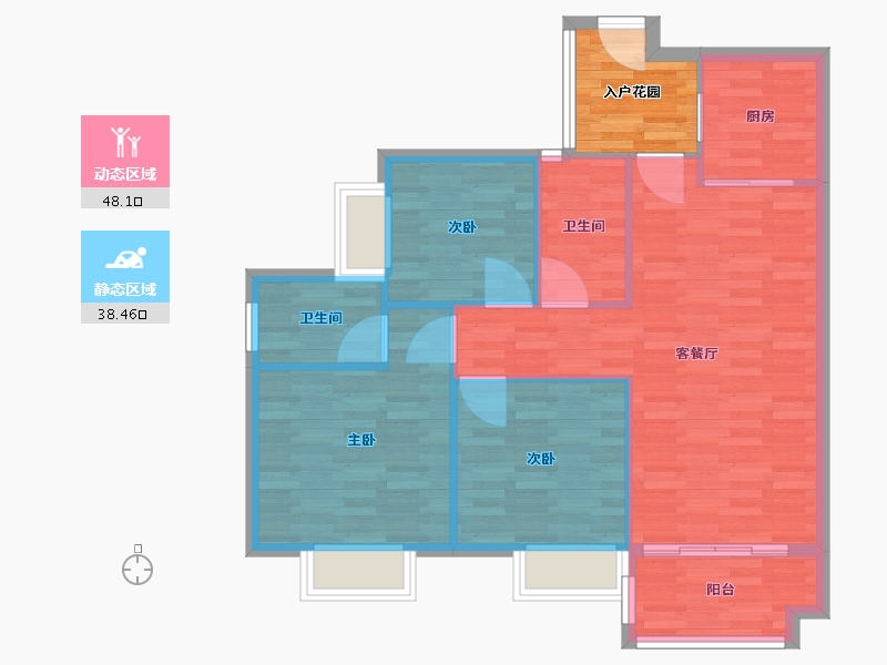 广东省-广州市-南沙保利城104m²-83.20-户型库-动静分区