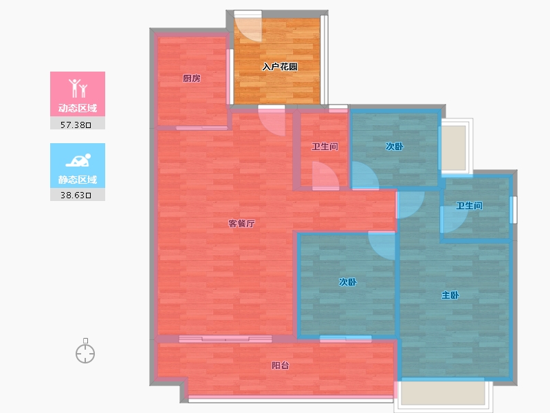 广东省-广州市-南沙保利城116m²-92.80-户型库-动静分区