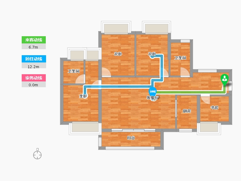 广东省-广州市-南沙保利城105m²-84.00-户型库-动静线