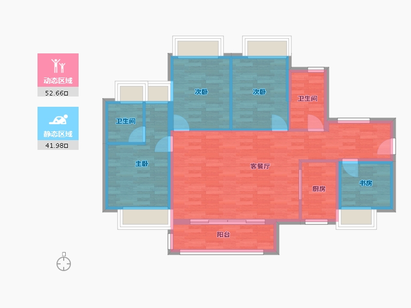 广东省-广州市-南沙保利城105m²-84.00-户型库-动静分区