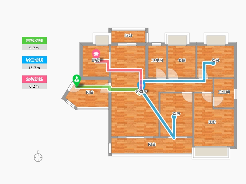 广东省-广州市-南沙保利城127m²-101.60-户型库-动静线