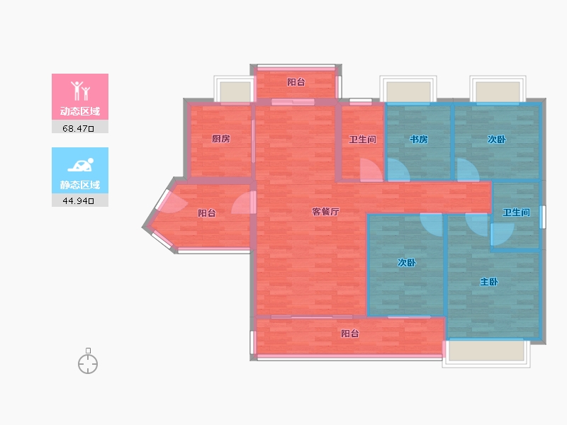 广东省-广州市-南沙保利城127m²-101.60-户型库-动静分区