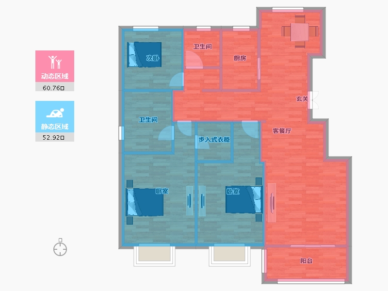 北京-北京市-冠城大通百旺府建面137m²-103.66-户型库-动静分区